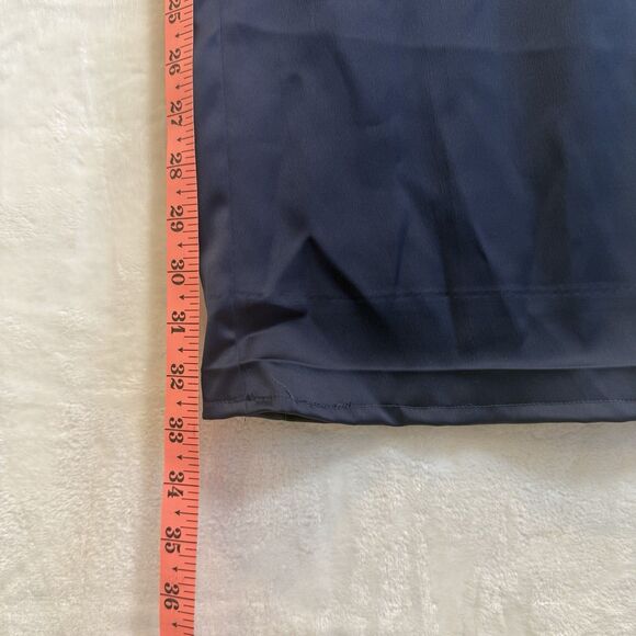 WAYF Pantsuit 2 Piece Satin Crop Tie Top Wide Leg Pants Navy Blue Large - Picture 10 of 14